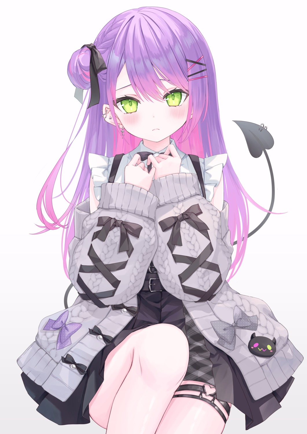 garter, hololive, kihane, sweater, tail, tokoyami_towa