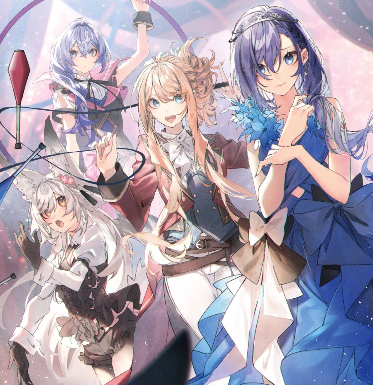 animal_ears, cleavage, dress, isekai_de_cheat_skill_wo_te_ni_shita_ore_wa_genjitsu_sekai_wo_mo_musou_suru, kuwashima_rein, lexia_von_alceria, luna_(iseleve), pantyhose