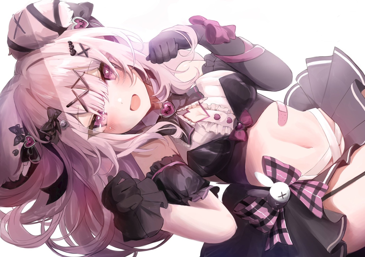 animal_ears, bandaid, bunny_ears, cleavage, indie_virtual_youtuber, replicayunikorn, usatama_amyu