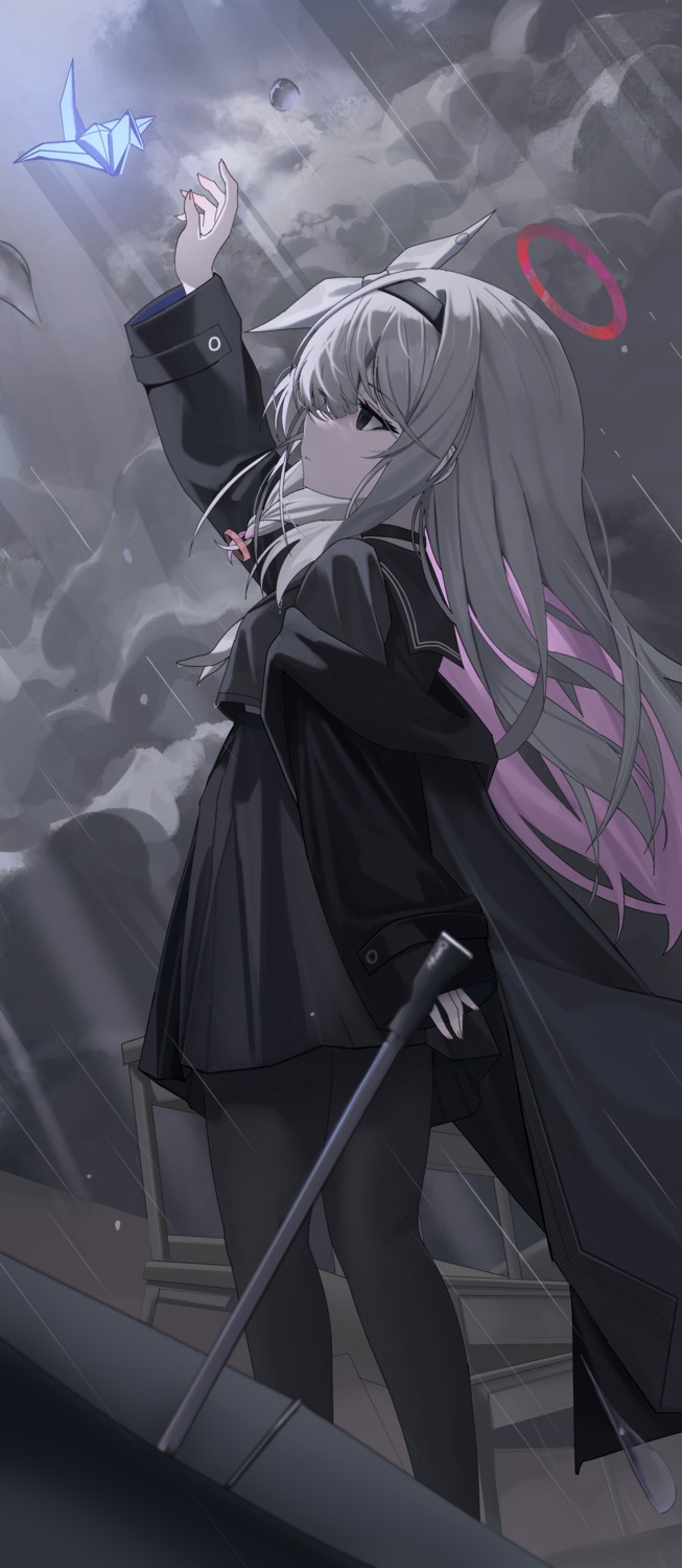 arona_(blue_archive), blue_archive, gun, halo, iv_(iv70311741), pantyhose, plana_(blue_archive), seifuku