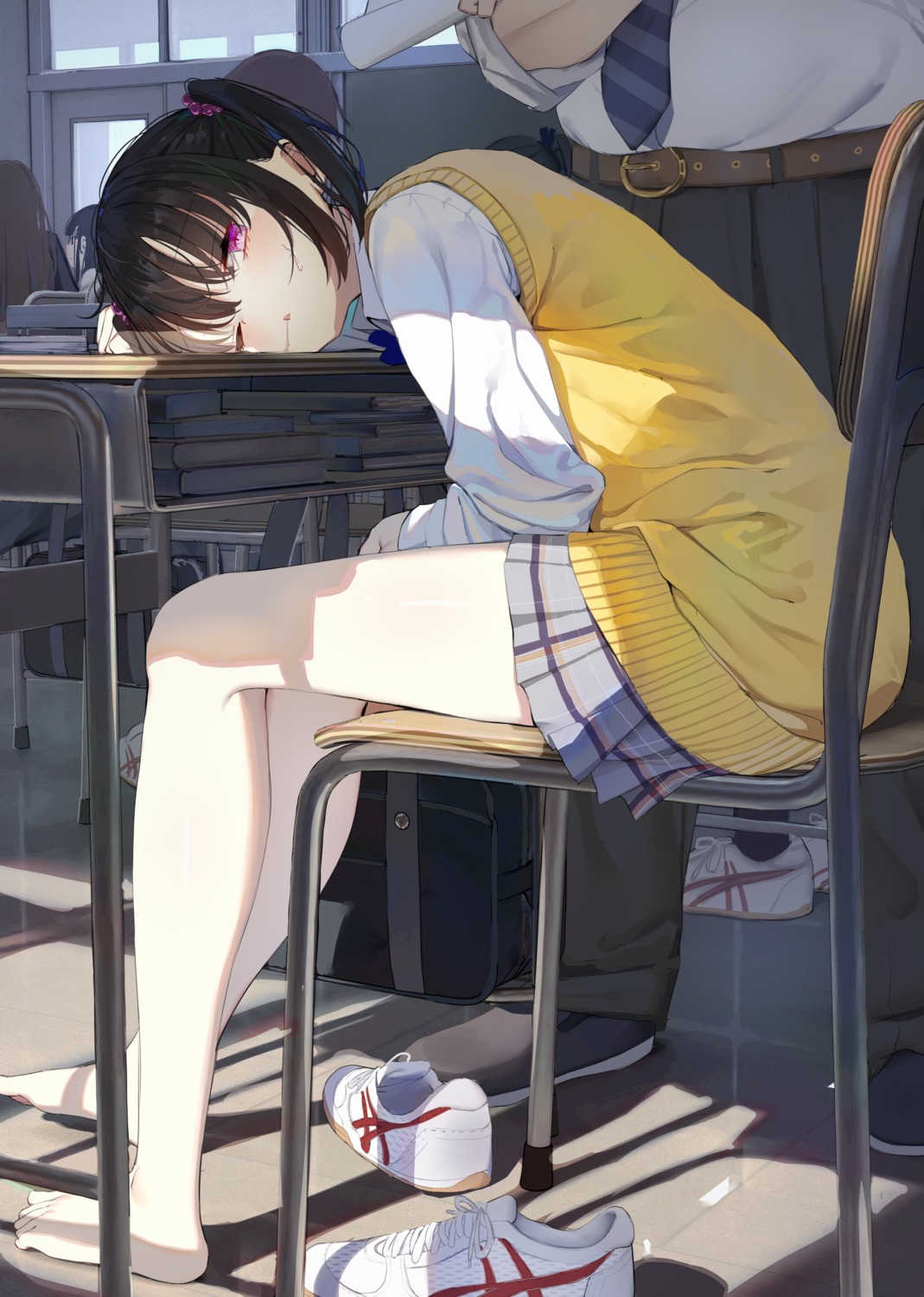 bare_legs_girl_(kamizaki_hibana), kamizaki_hibana, seifuku, sweater
