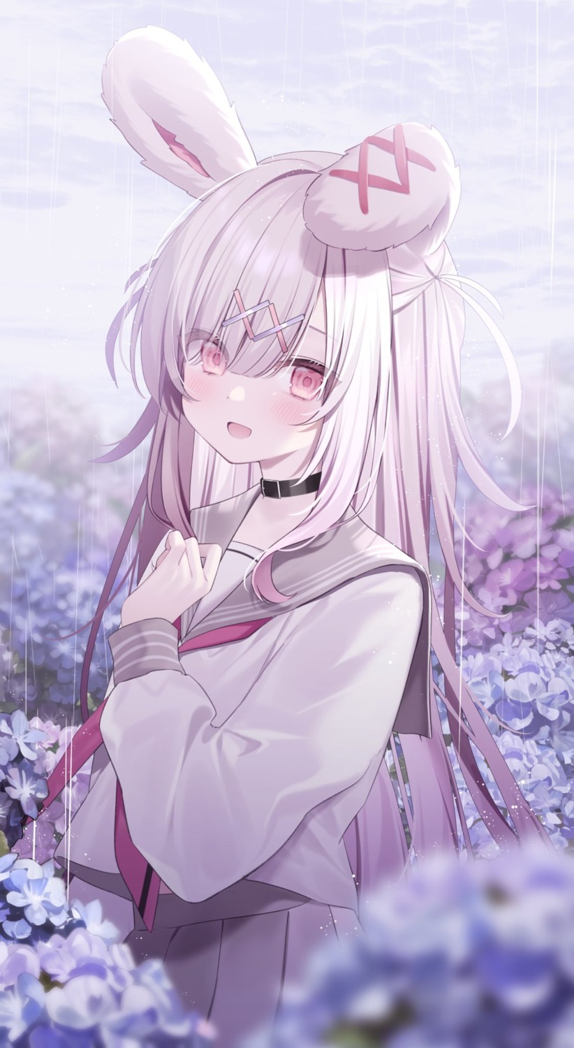 animal_ears, bunny_ears, indie_virtual_youtuber, ragi_(diabolik_angle), seifuku, usatama_amyu, wet