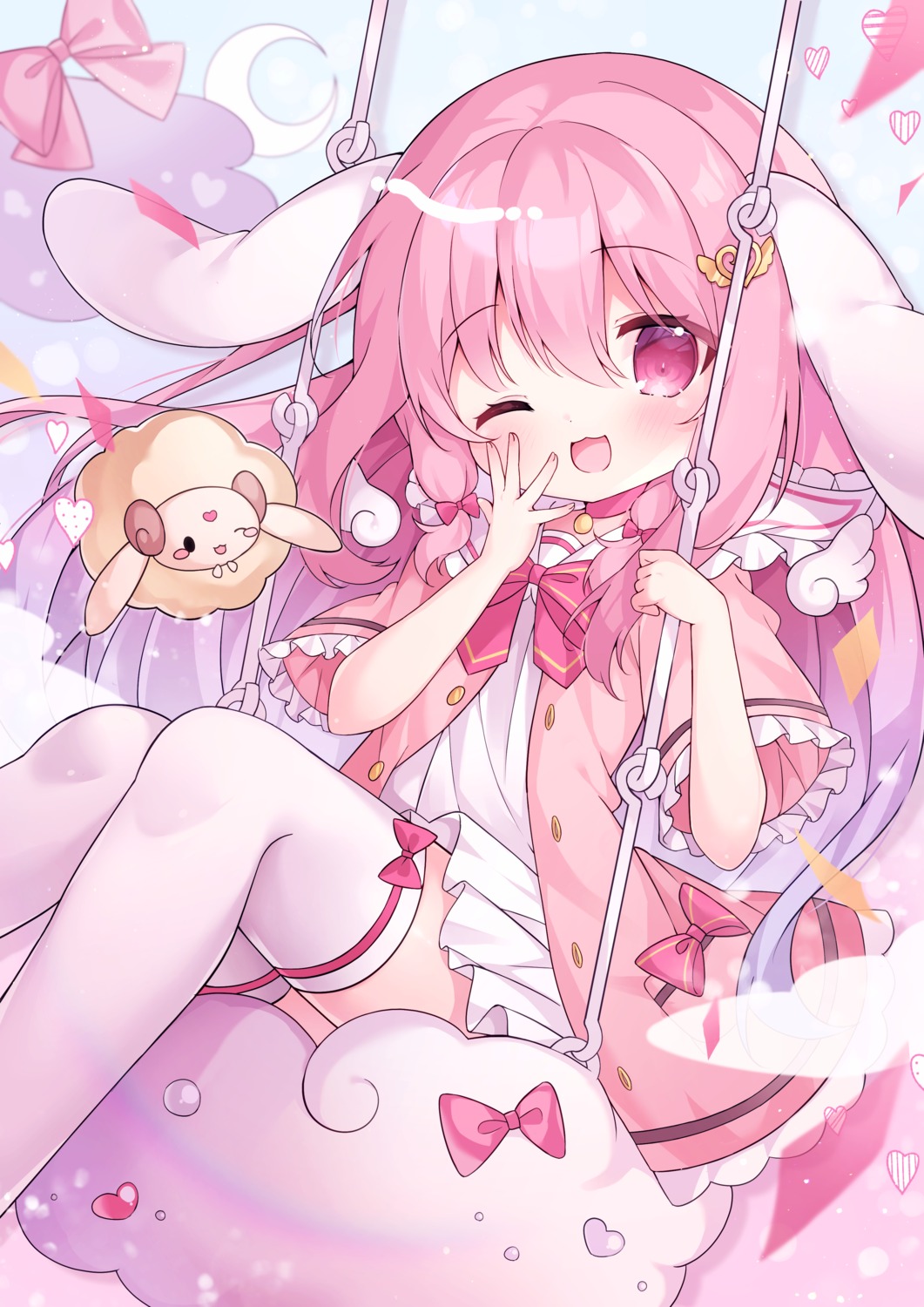 animal_ears, bunny_ears, mimikkyu_(mimikyunosub), seifuku, thighhighs