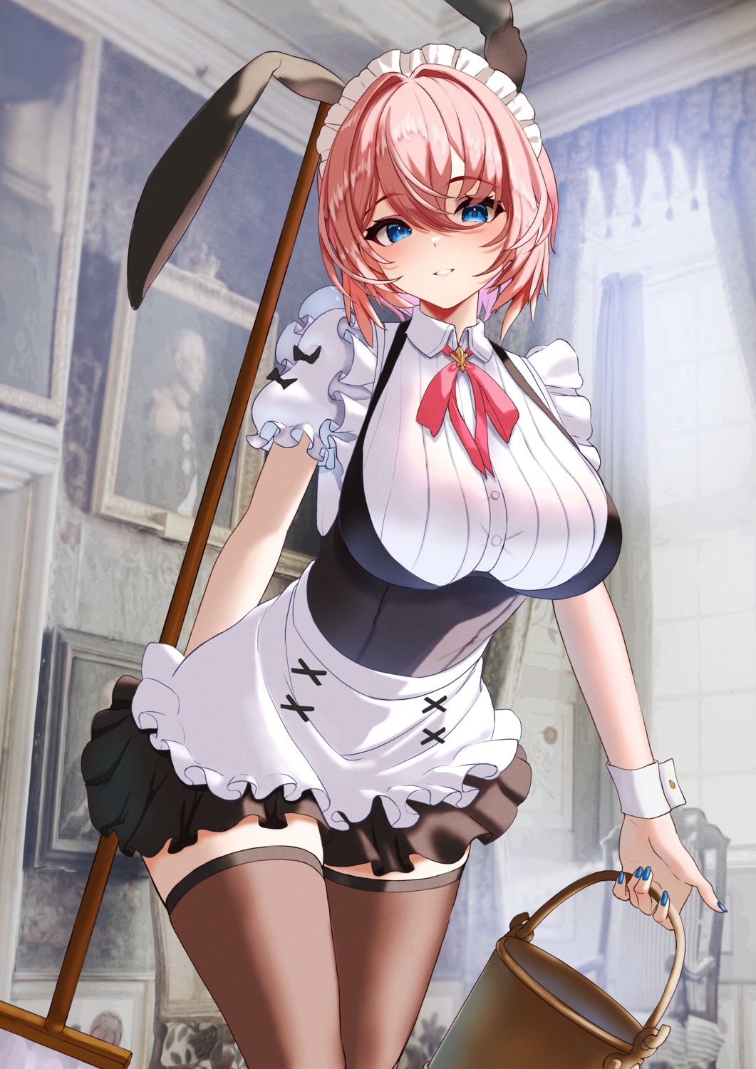 animal_ears, bunny_ears, hololive, inari_(ambercrown), maid, takane_lui, thighhighs