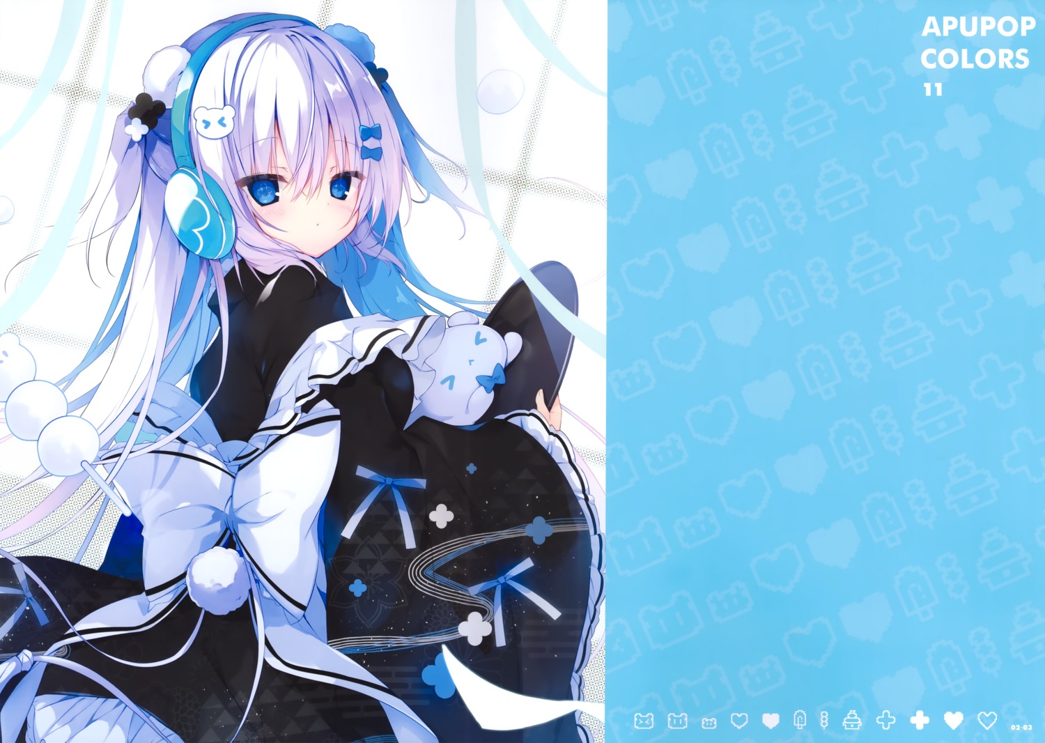aisu_mint, animal_ears, apupop, headphones, maid, muku_(apupop), tail, wa_maid