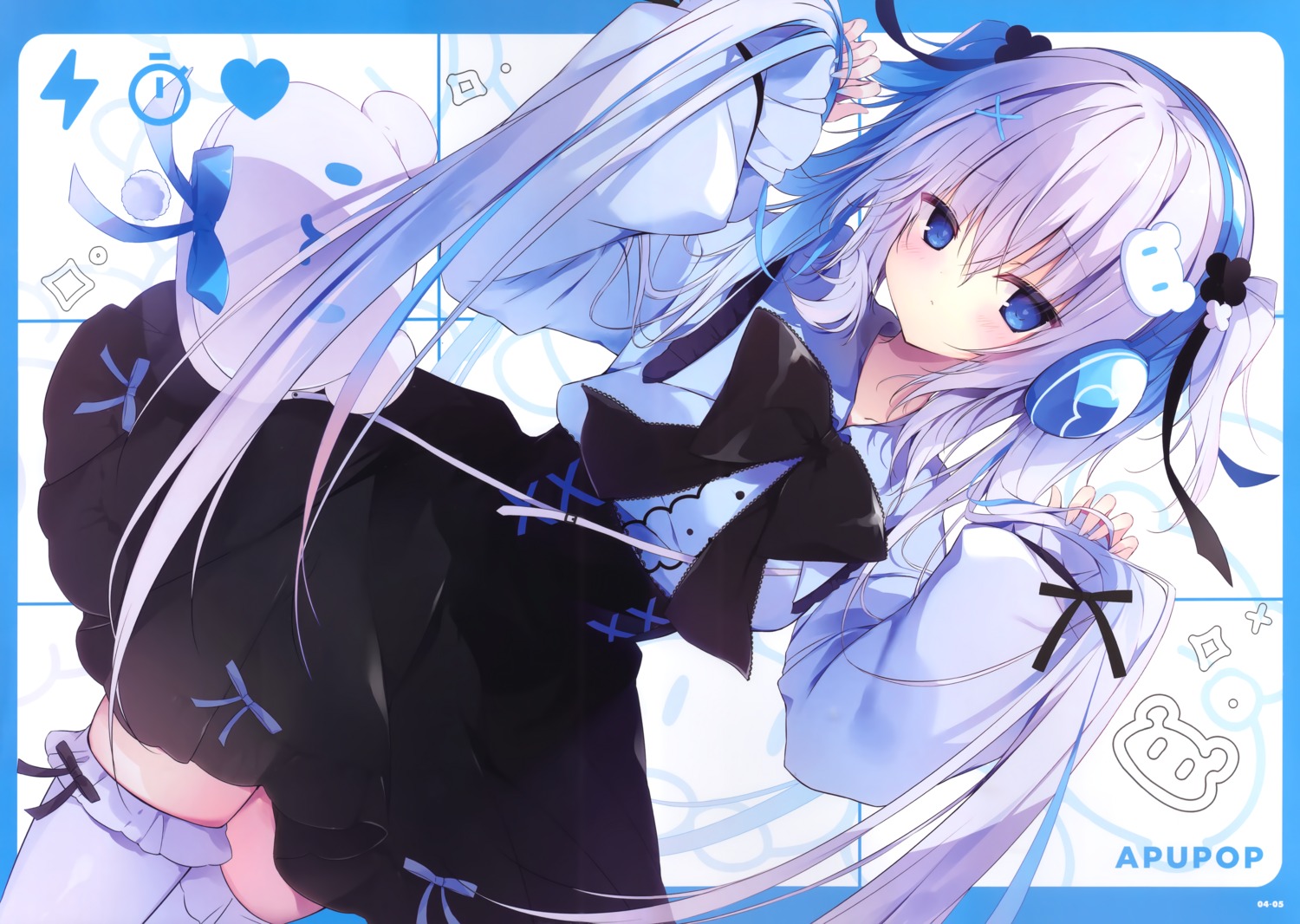 aisu_mint, apupop, headphones, muku_(apupop), thighhighs