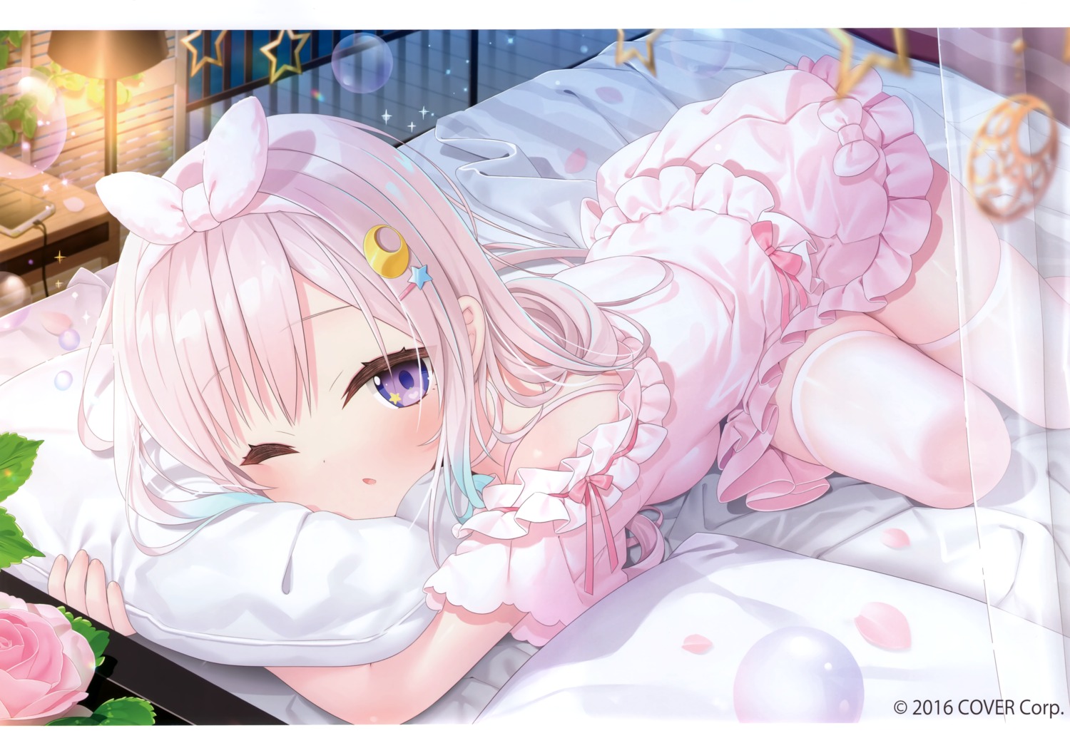 airani_iofifteen, animal_herb, hololive, hololive_indonesia, pajama, thighhighs, yano_mitsuki