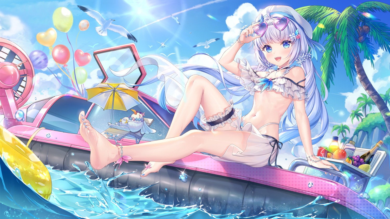 bikini, detexted, feet, garter, megane, sannio, see_through, skirt_lift, swimsuits, wallpaper, wet