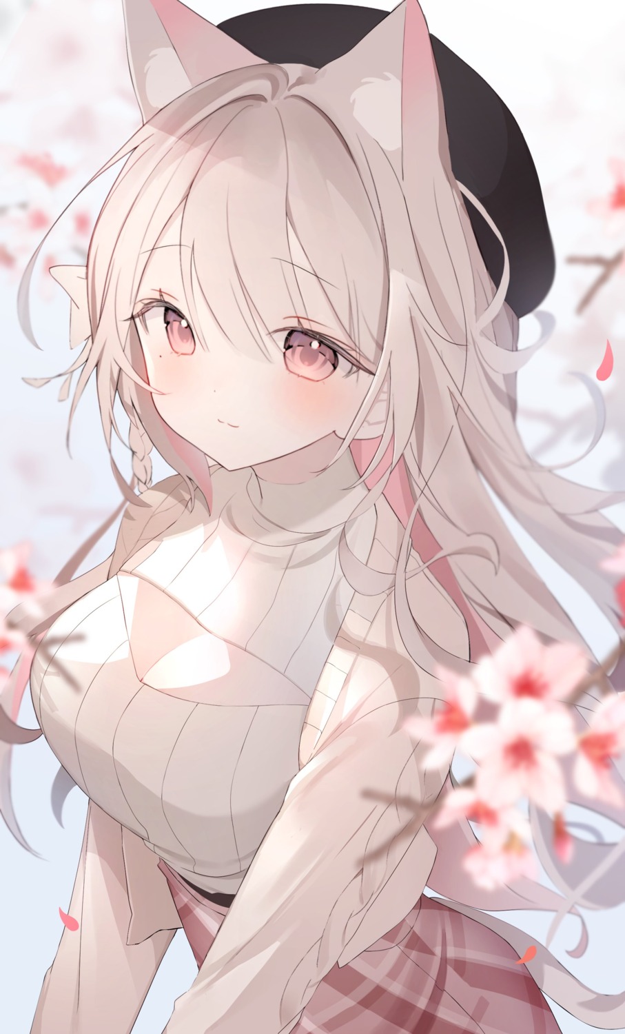 animal_ears, cleavage, damo_(xdzt8552), indie_virtual_youtuber, nekomimi, sweater, tail, uise_iu