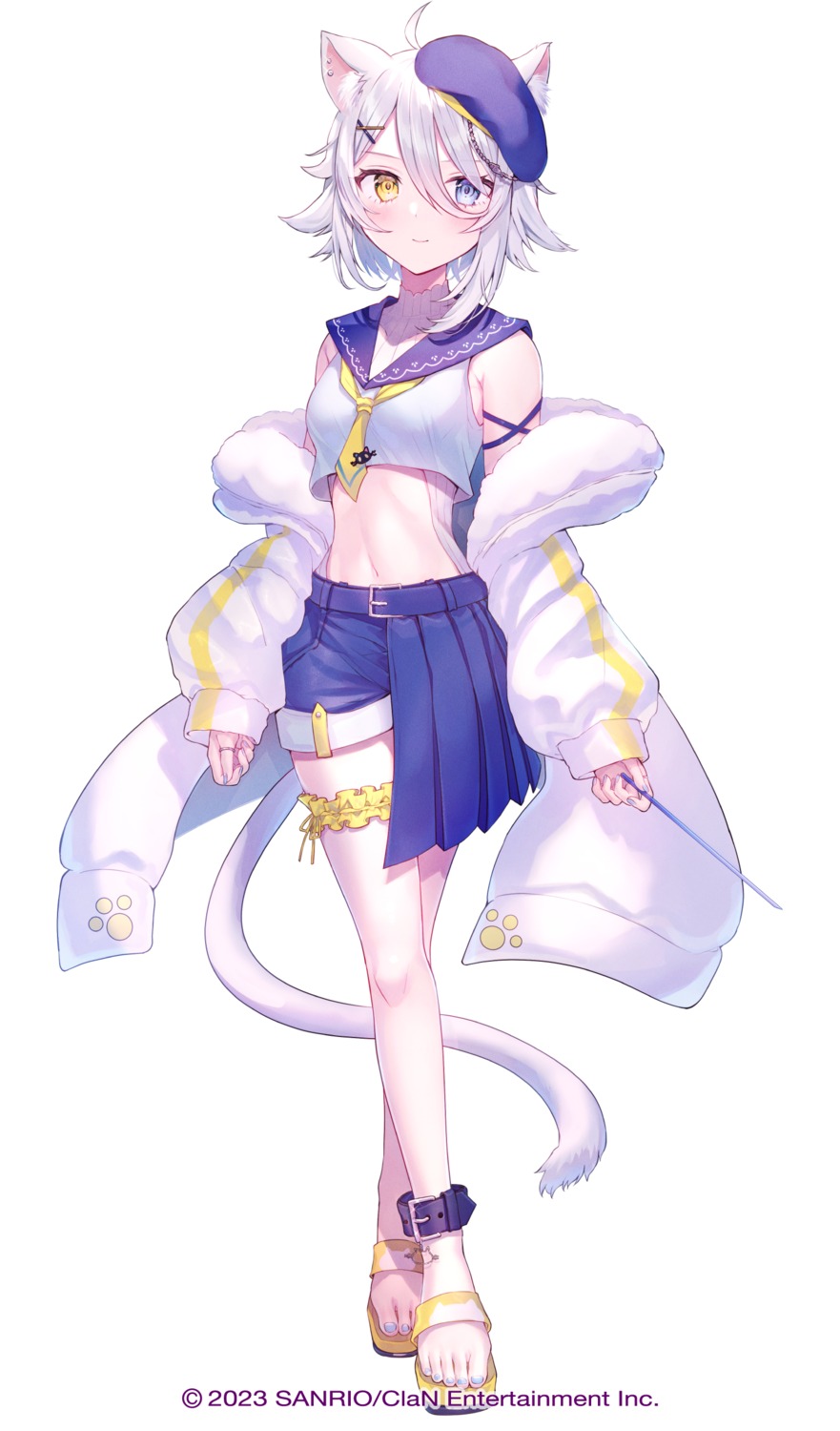 animal_ears, garter, heterochromia, nekomimi, nyamashiro_soda, nyantasia!, reekaruru, seifuku, tail, weapon