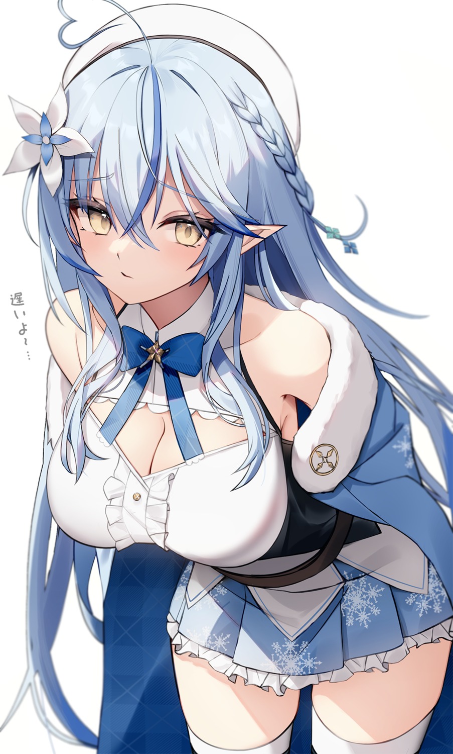 cleavage, elf, hololive, pointy_ears, thighhighs, thomas_8000, yukihana_lamy