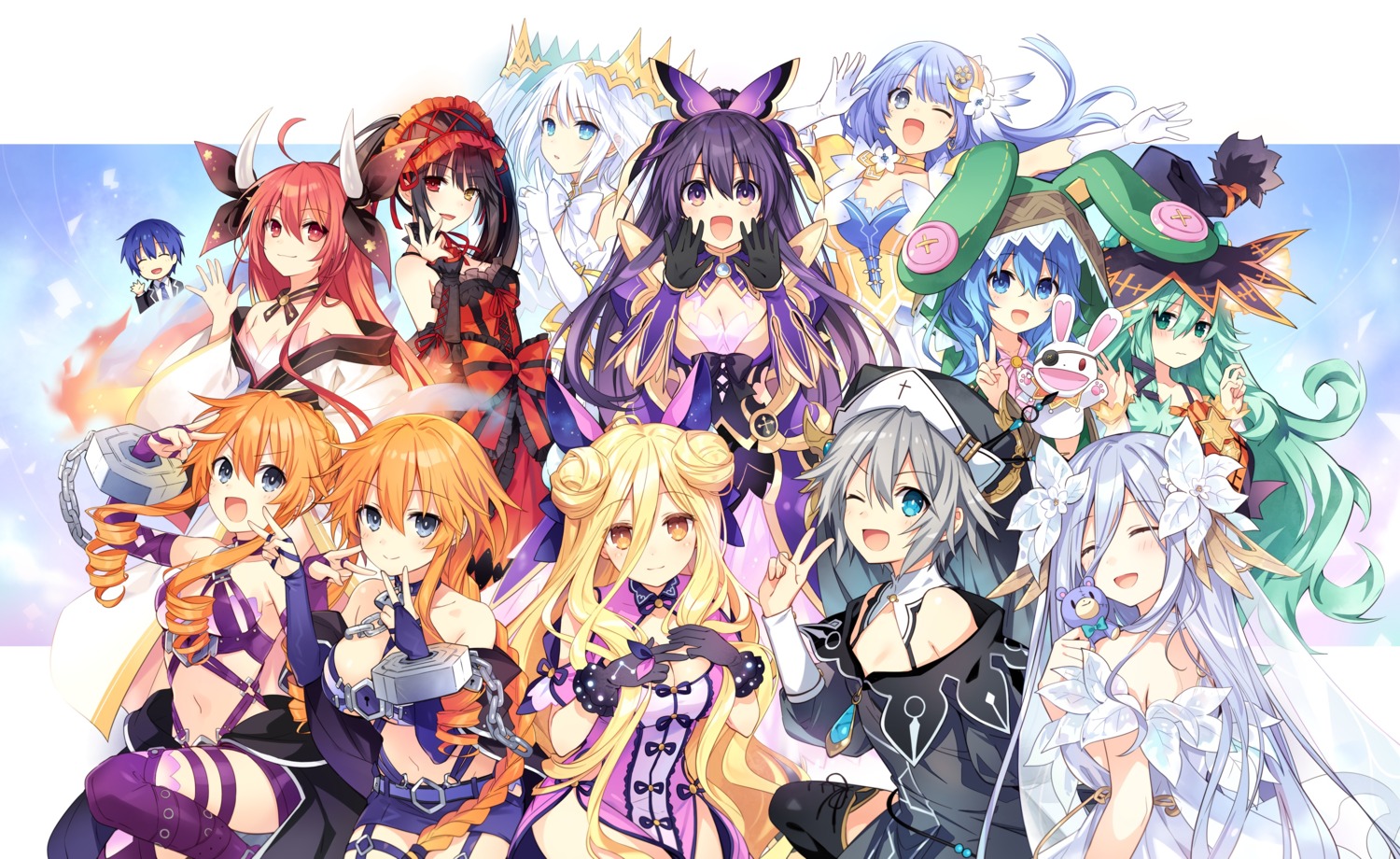animal_ears, bunny_ears, chinadress, cleavage, date_a_live, dress, garter, gothic_lolita