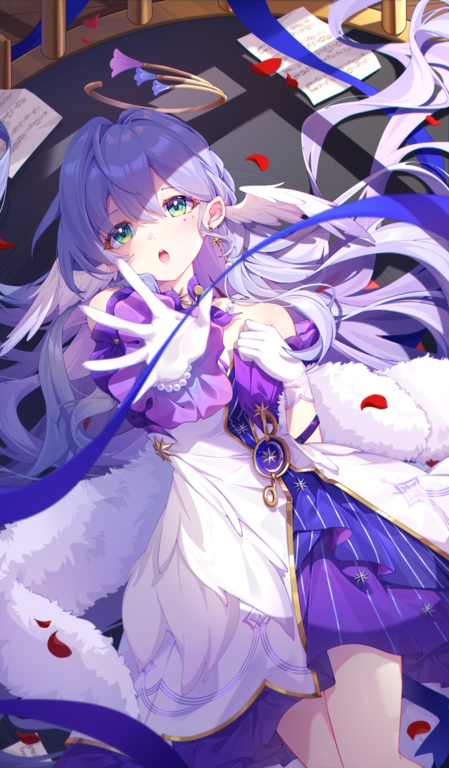 akovo, dress, halo, honkai:_star_rail, no_bra, robin, wings
