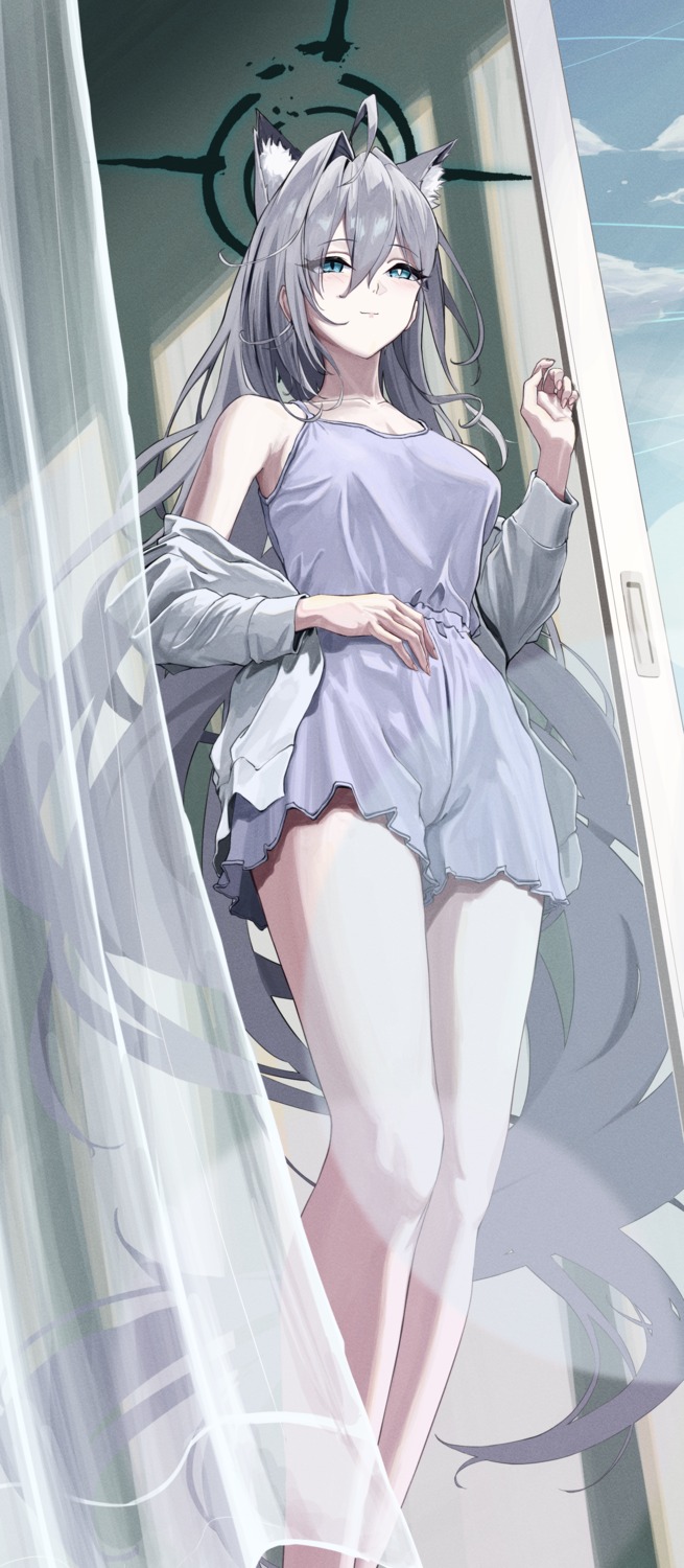 animal_ears, blue_archive, bocchi_(kuropom7), halo, nekomimi, sunaookami_shiroko, sunaookami_shiroko_terror