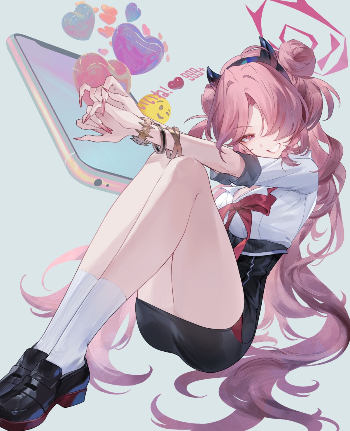 blue_archive, halo, hillly_(maiwetea), horns, yozakura_kirara