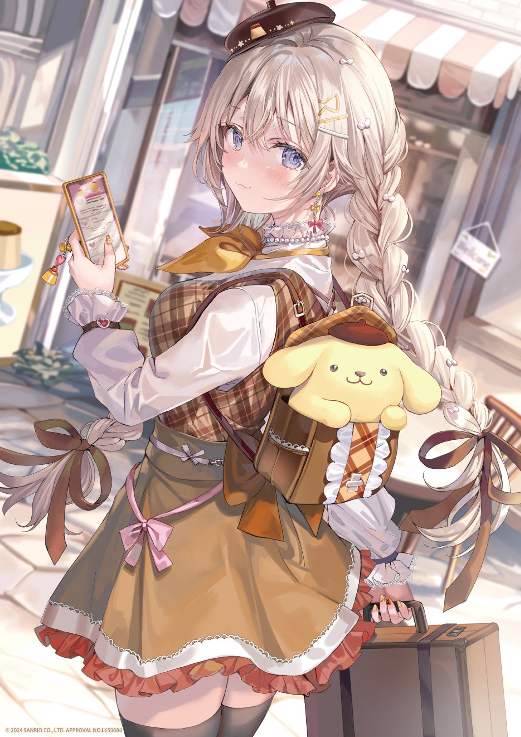 crossover, momoko_(momopoco), pompompurin, sanrio, thighhighs
