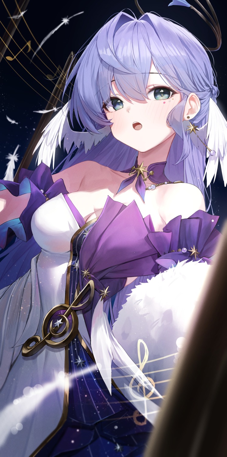 dress, gnns, halo, honkai:_star_rail, no_bra, robin, wings