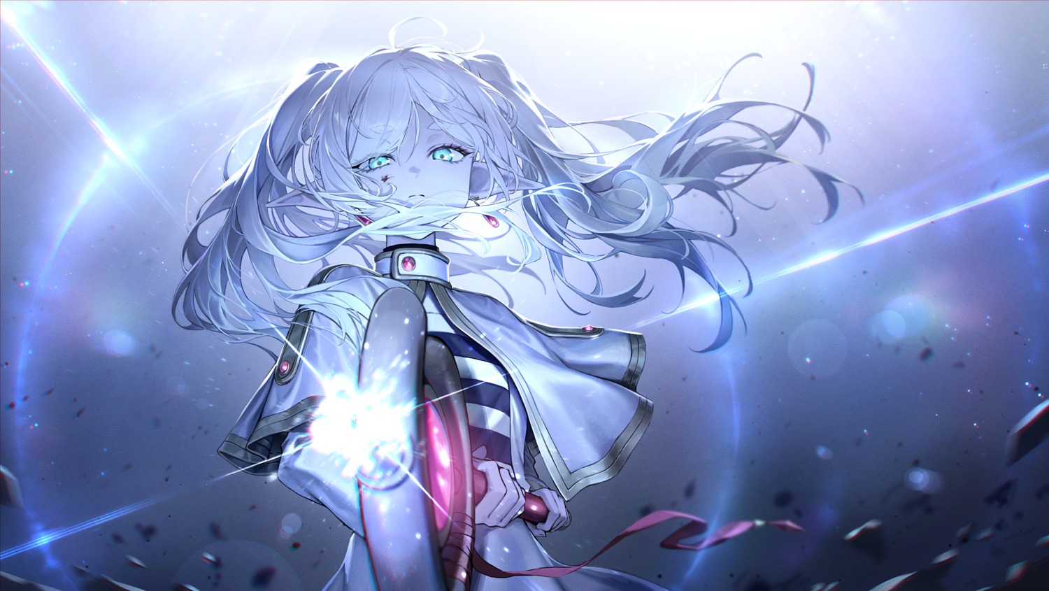 dress, elf, frieren, pointy_ears, sousou_no_frieren, soy_chicken, weapon