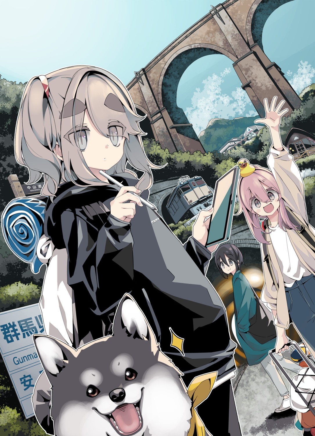 afro, kagamihara_nadeshiko, mizunami_ema, saitou_ena, yurucamp