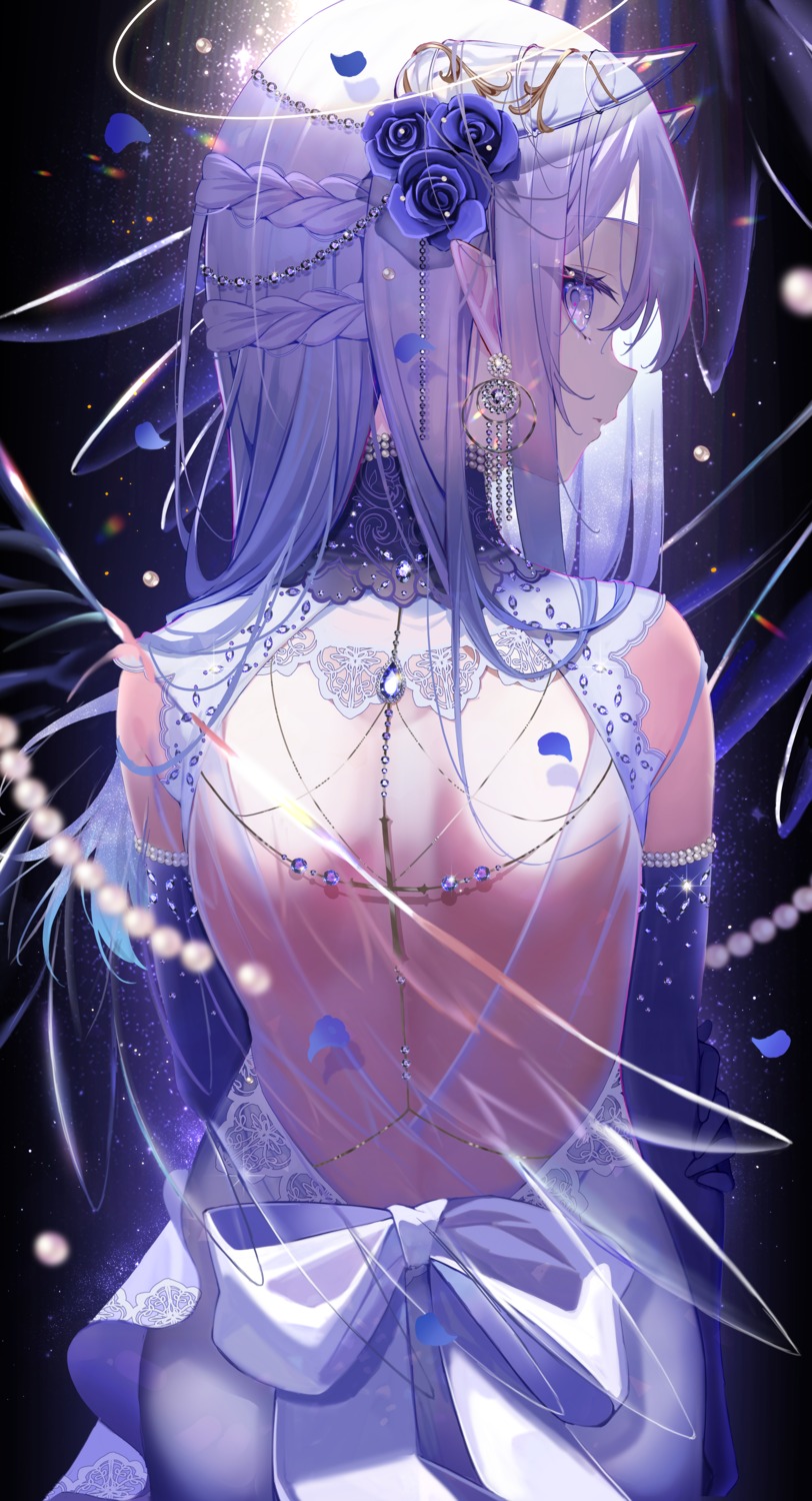 amahara_subaru, angel, no_bra, pointy_ears, wings