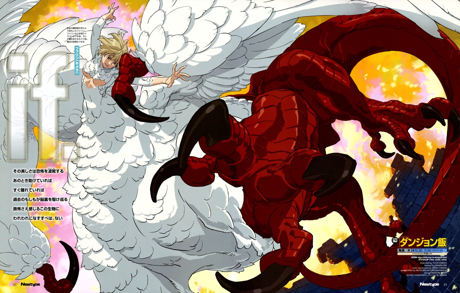 dungeon_meshi, falin_thorden, kaneko_yuuto, monster_girl, no_bra, tail, wings