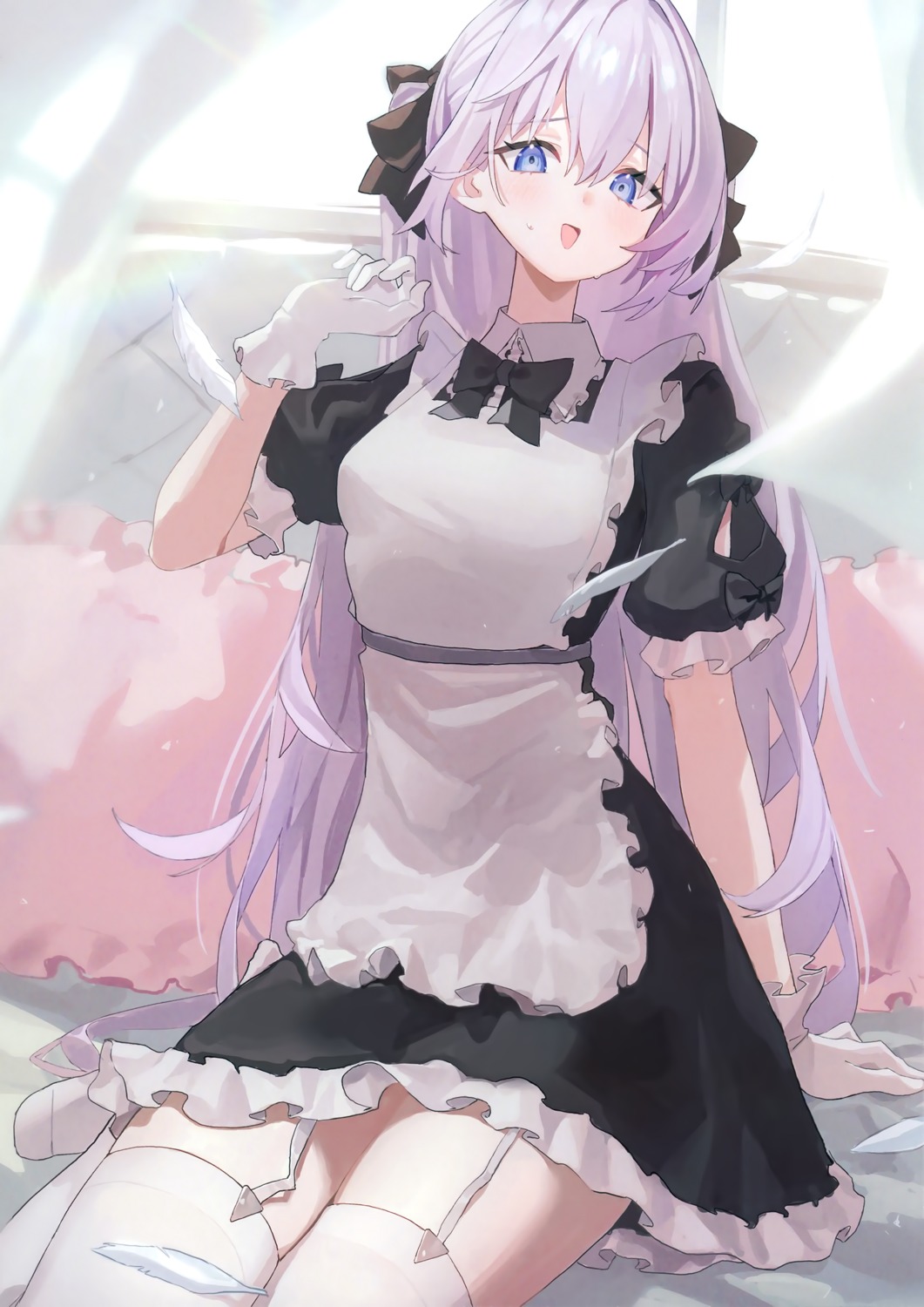 maid, shiroha, stockings, thighhighs