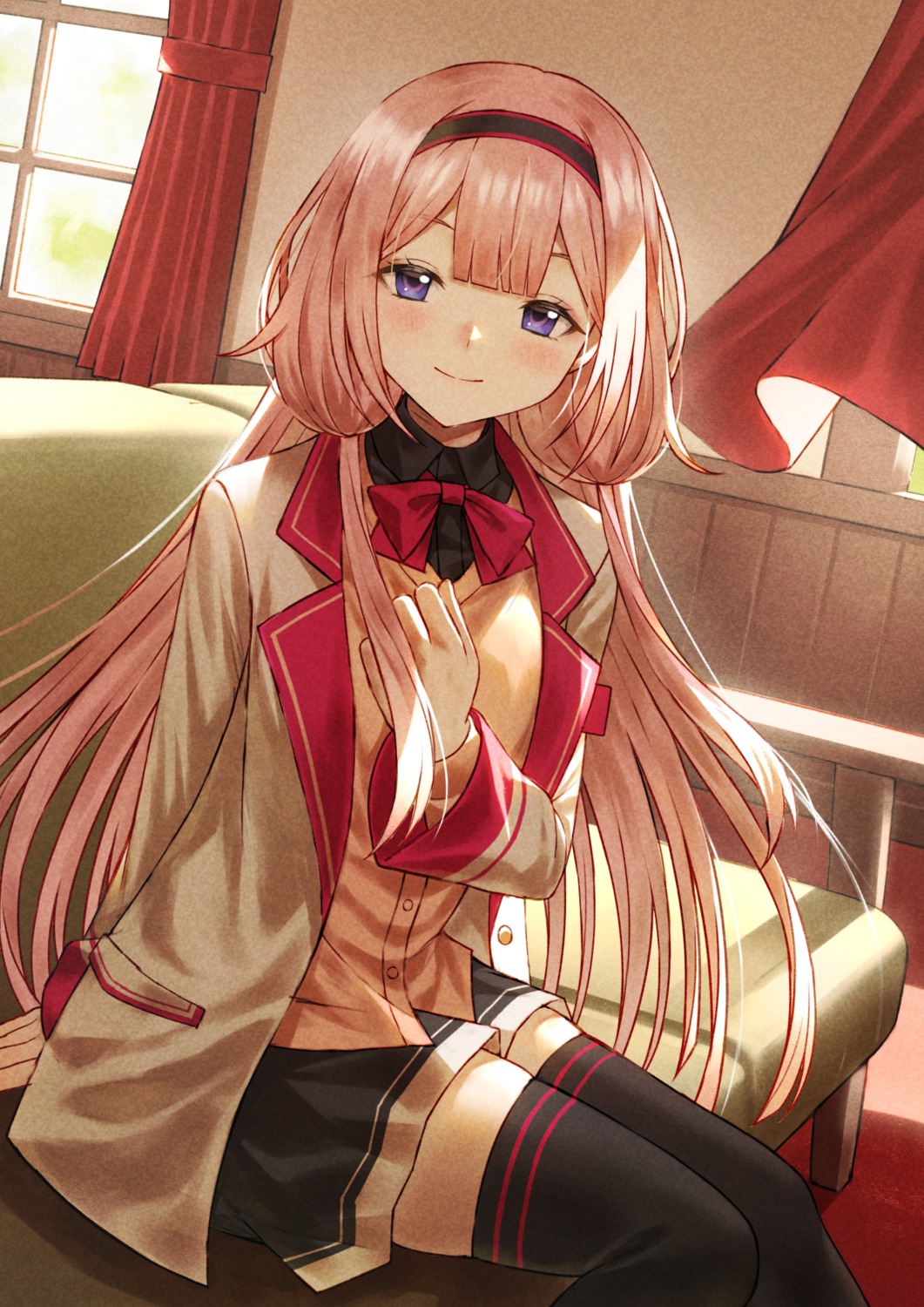 fagi_(kakikaki), nijisanji, seifuku, suo_sango, sweater, thighhighs