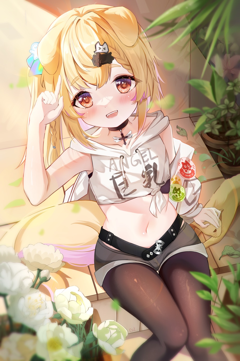 animal_ears, inumimi, neko, pantyhose, tail, teeth_bro