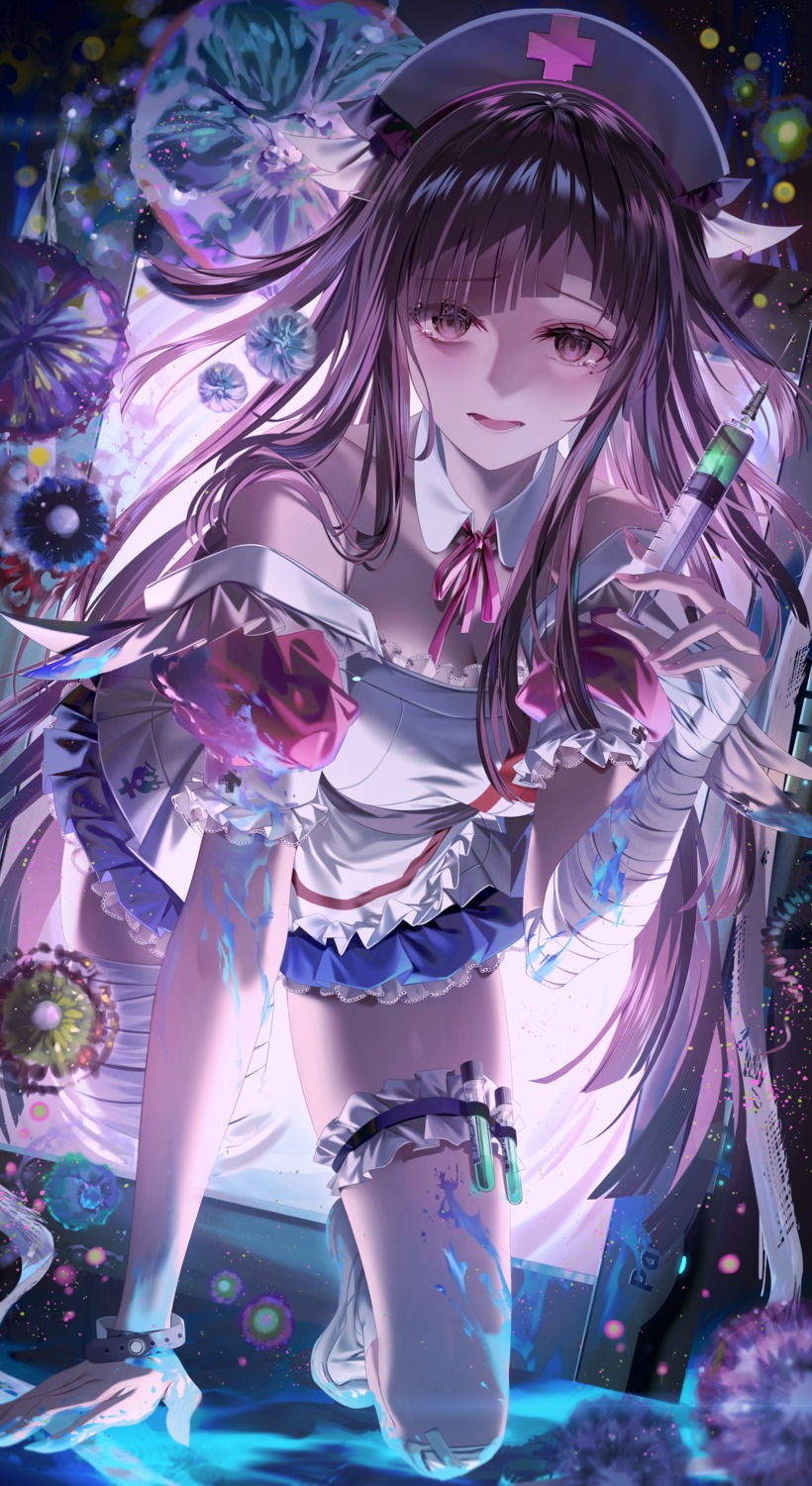 bandages, dangan-ronpa, dangan-ronpa_2, garter, junpaku_karen, nurse, tsumiki_mikan