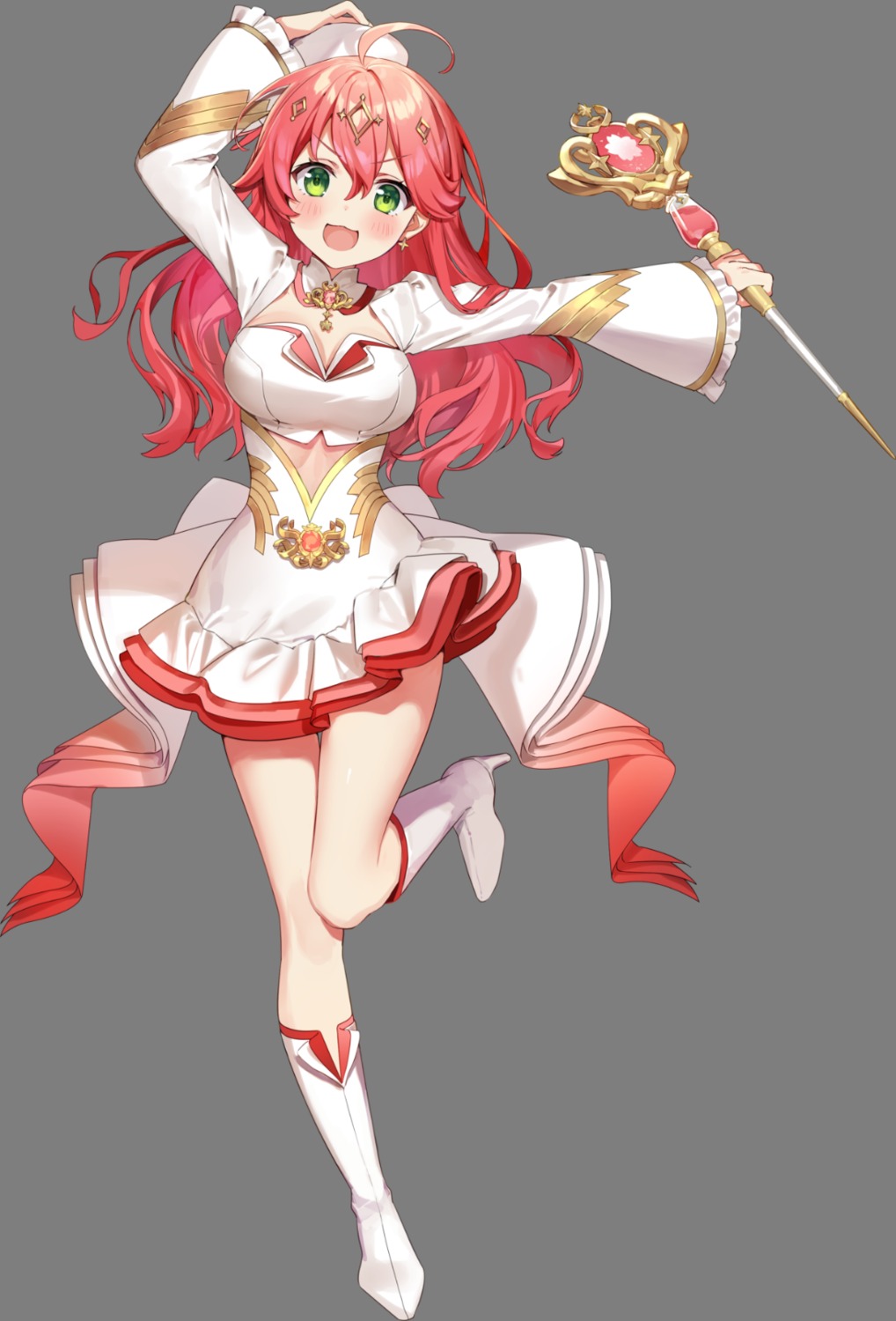 ancotaku, heels, hololive, mahou_shoujo_holowitch!, sakura_miko, skirt_lift, transparent_png, uniform