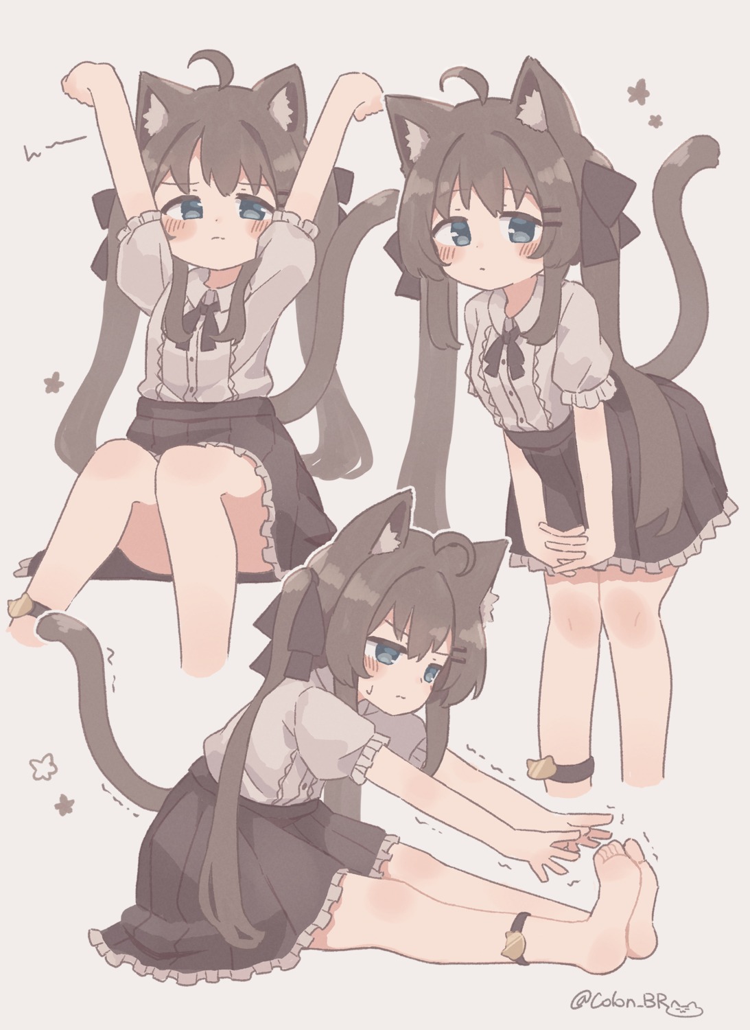animal_ears, colon_br, nekomimi, skirt_lift, tail