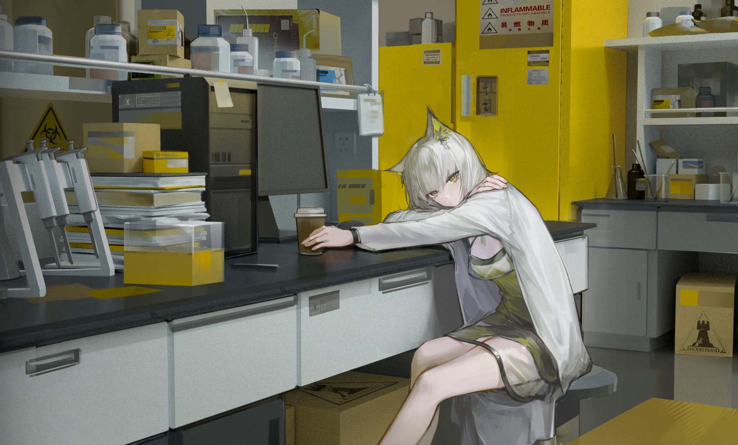 animal_ears, arknights, kal'tsit_(arknights), qiangjitong, see_through