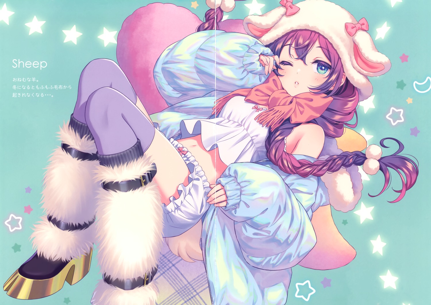 animal_ears, bloomers, canvas, crease, fixme, heels, morikura_en, tail, thighhighs