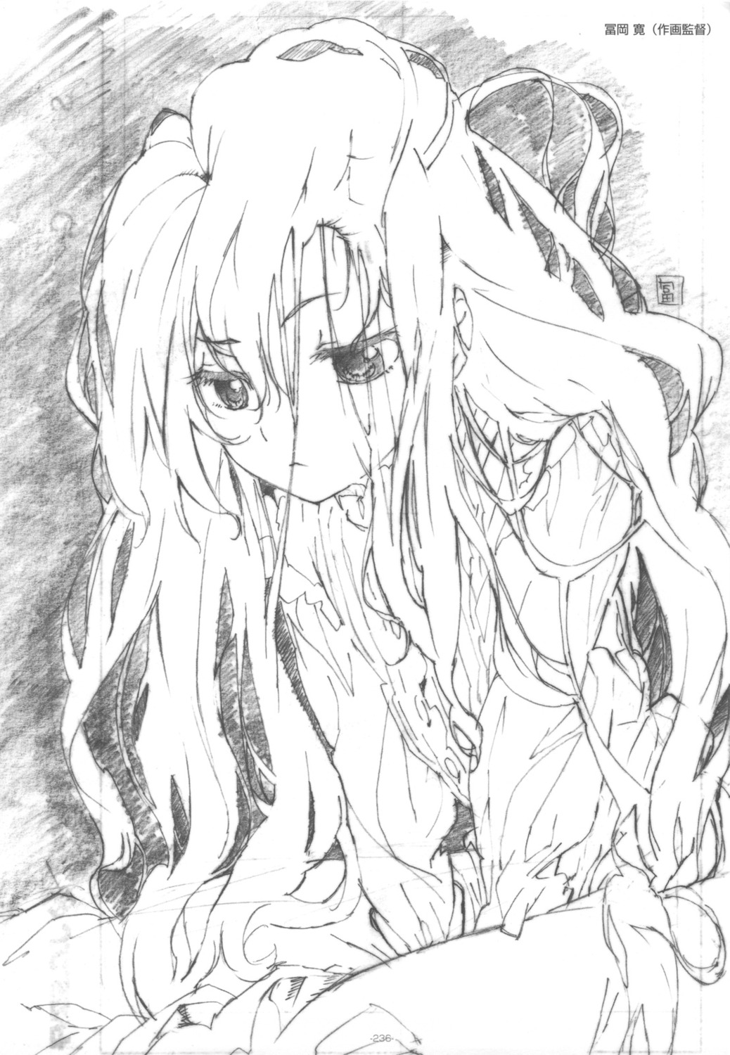 aisaka_taiga, monochrome, sketch, tomioka_hiroshi, toradora!