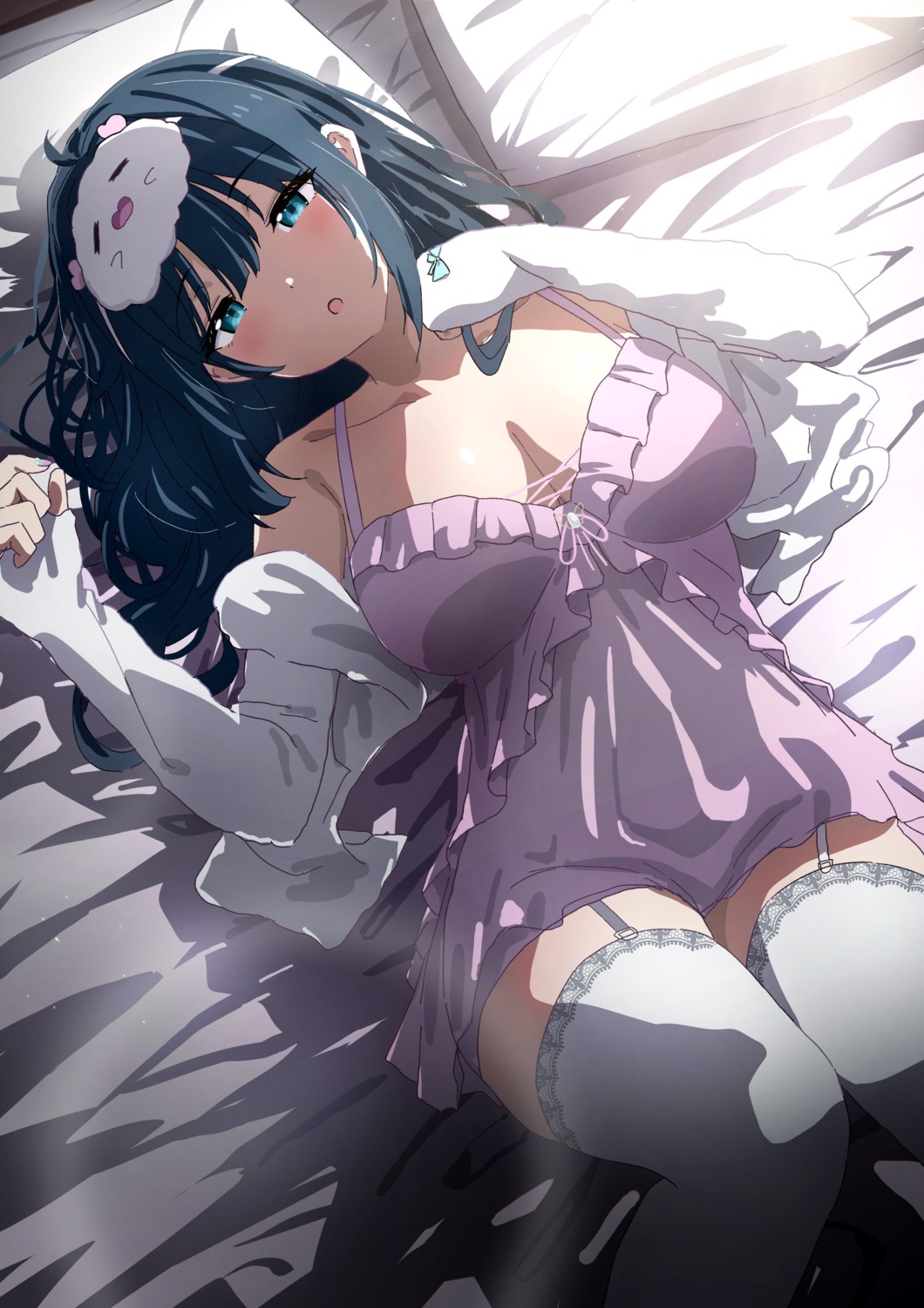 lingerie, misaki_nonaka, pajama, stockings, thighhighs