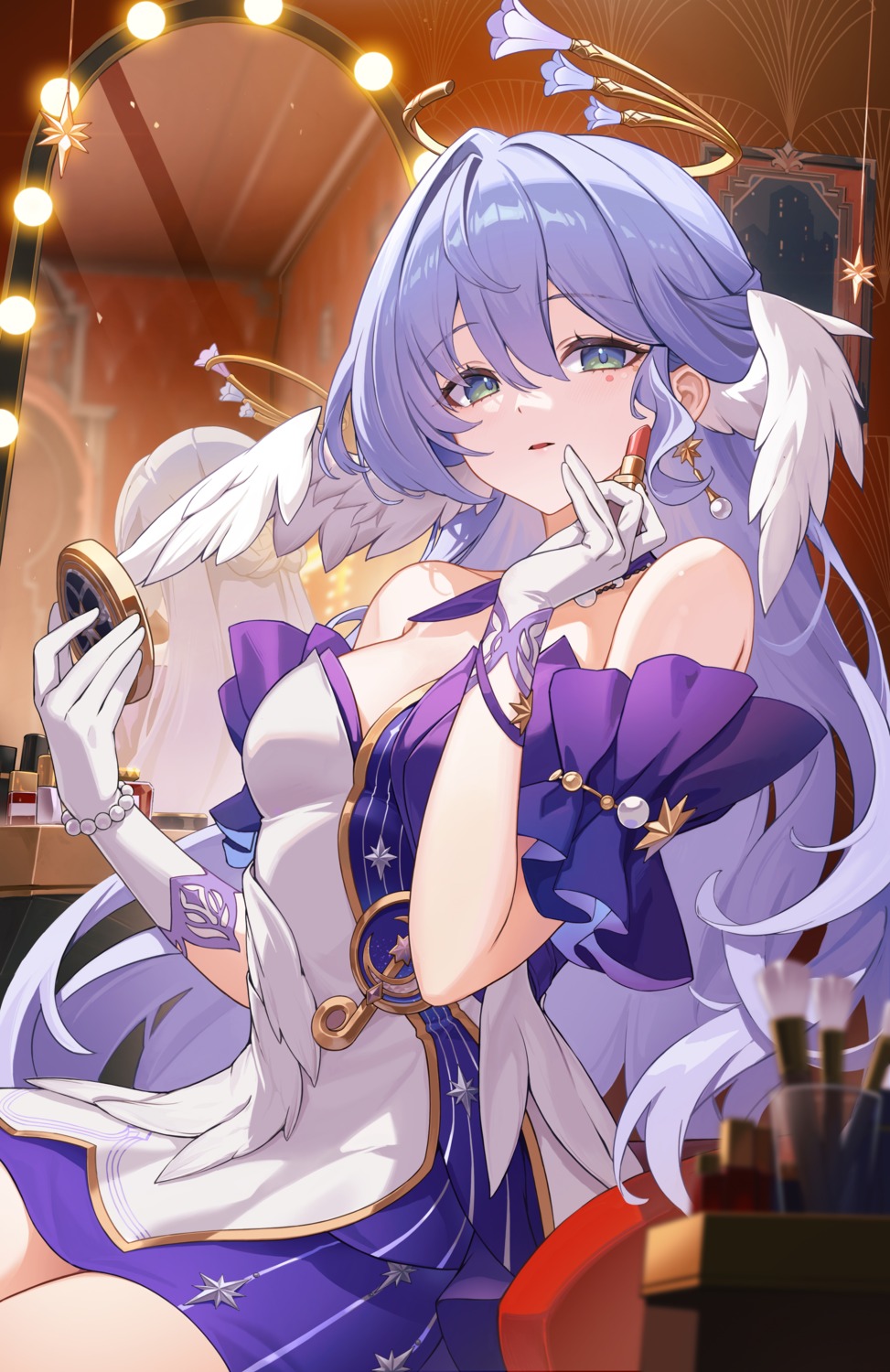 dkxlek, dress, halo, honkai:_star_rail, no_bra, robin, wings