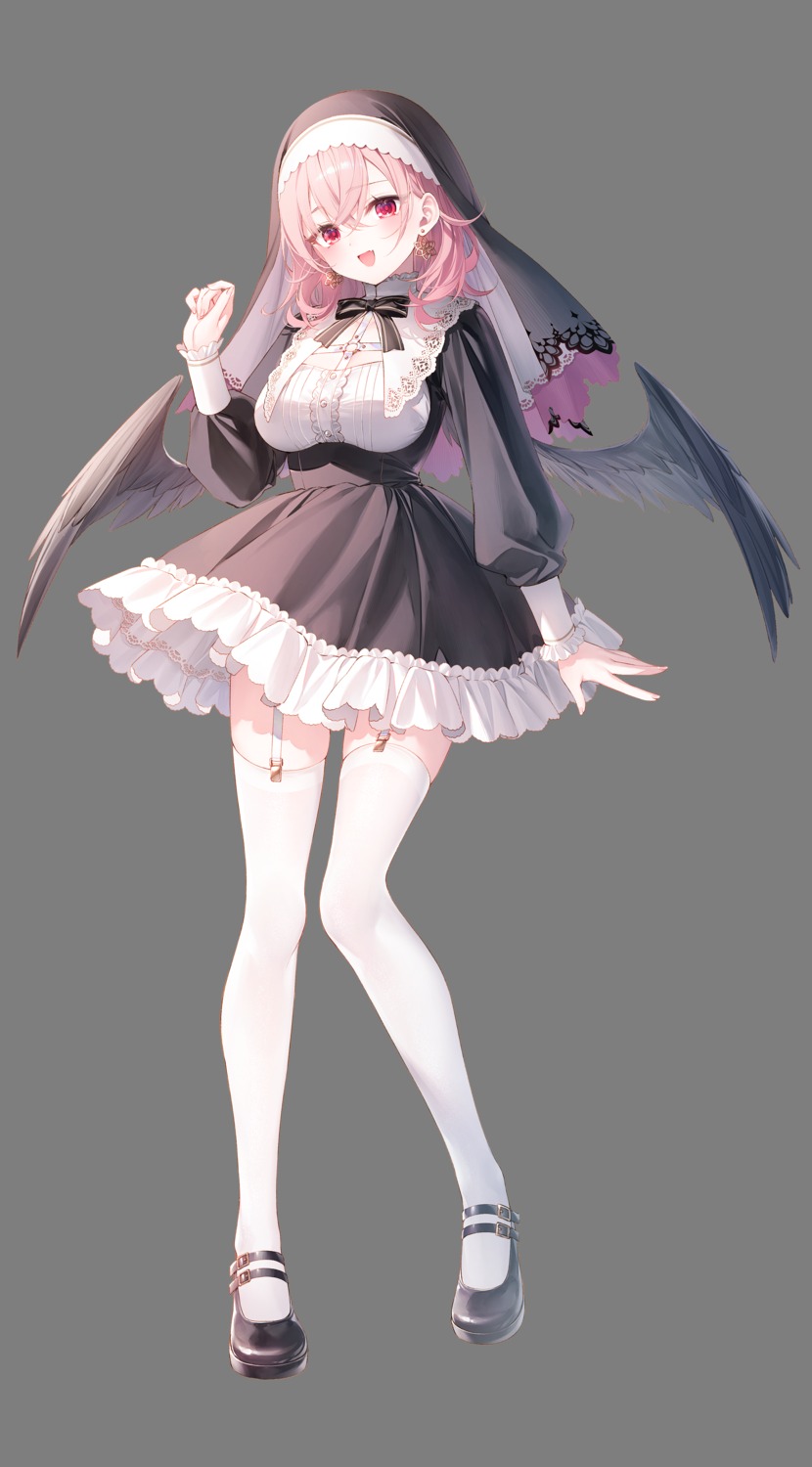 lily_(toosaka_asagi), nun, skirt_lift, stockings, thighhighs, toosaka_asagi, transparent_png, trinity