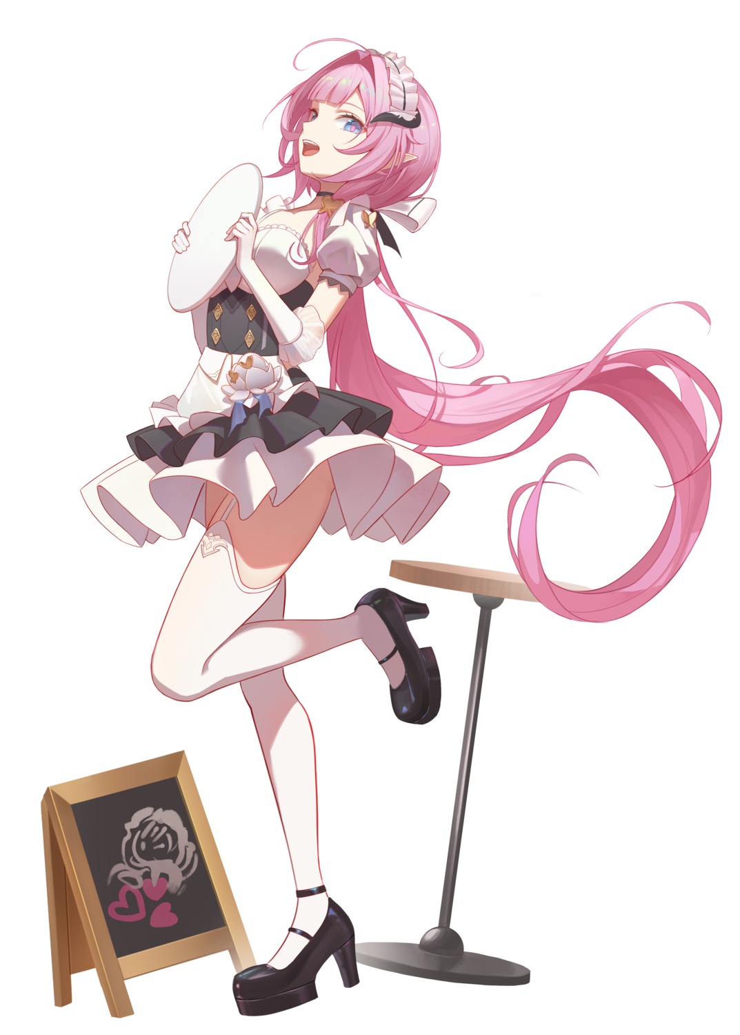 benghuai_xueyuan, elysia_(honkai_impact), heels, honkai_impact, horns, maid, pointy_ears, shengkai167