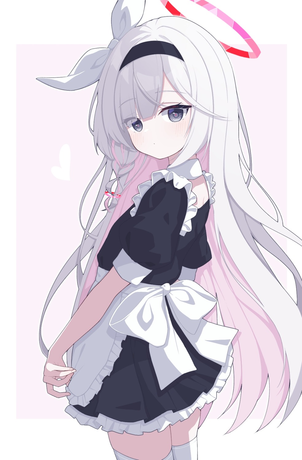 arona_(blue_archive), blue_archive, dspring426, halo, maid, plana_(blue_archive), thighhighs