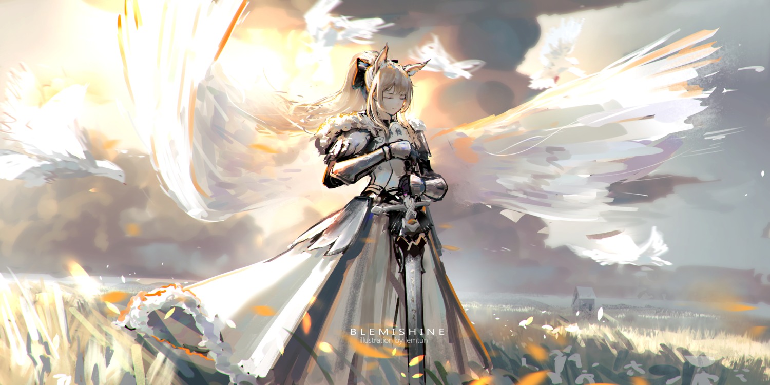 animal_ears, arknights, armor, blemishine_(arknights), lemtun, sword