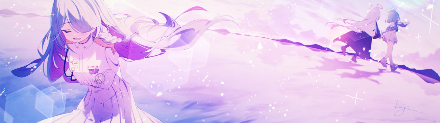 arona_(blue_archive), blue_archive, general_student_council_president, halo, kasuga_izure, plana_(blue_archive), seifuku, skirt_lift