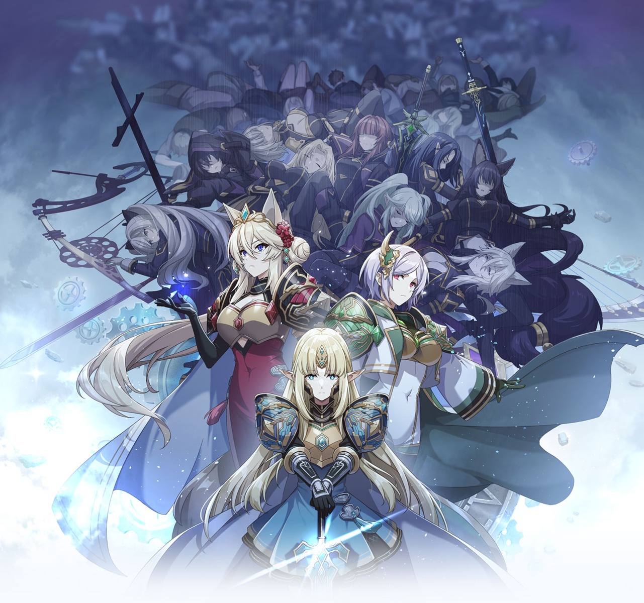 alexia_midgar, alpha_(kagejitsu), animal_ears, armor, beta_(kagejitsu), bodysuit, cid_kagenou, cleavage