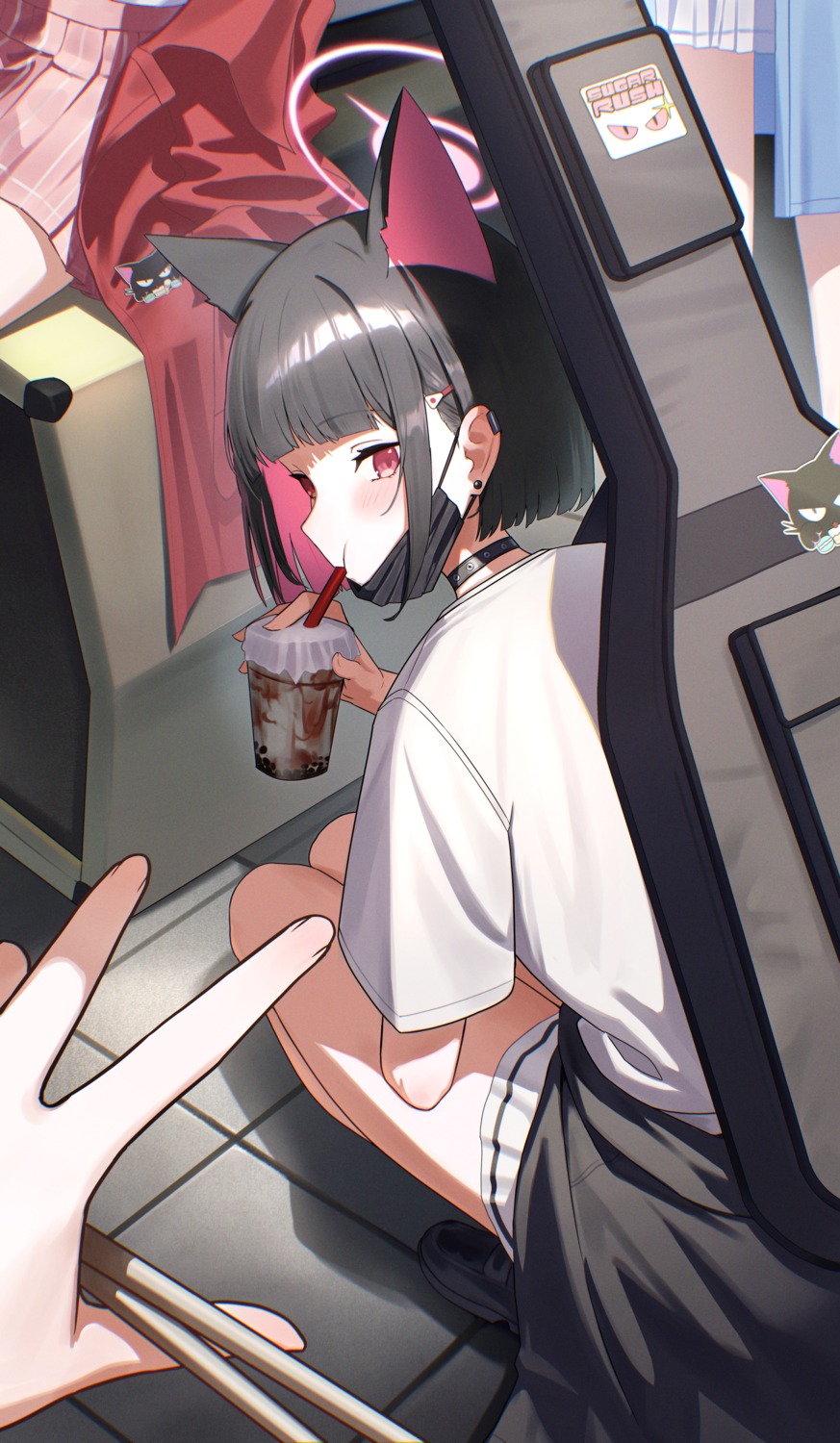 animal_ears, blue_archive, guitar, halo, ibaragi_yoshimi, kyouyama_kazusa, nekomimi, pyytato