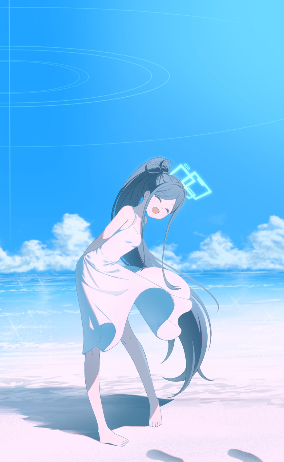 blue_archive, dress, halo, pla0658, skirt_lift, summer_dress, tendou_aris
