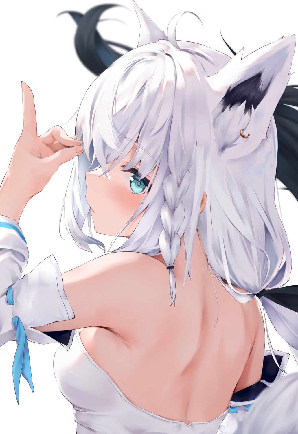 animal_ears, hololive, hololive_gamers, kitsune, no_bra, shirakami_fubuki, tail, uechin_ewokaku