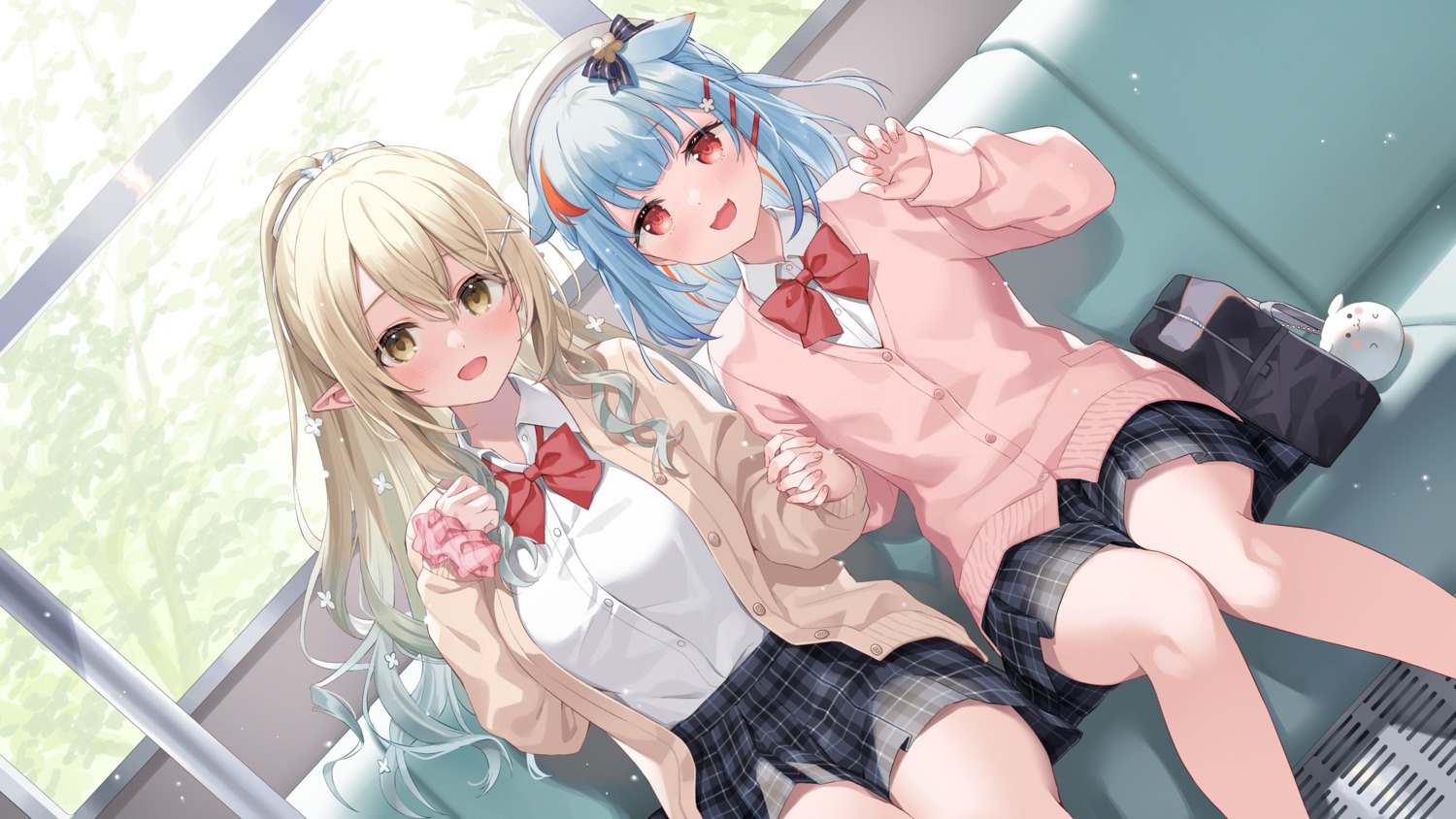 animal_ears, komai_ume, kurasawa_moko, nanase_eru, pointy_ears, seifuku, sweater, varium