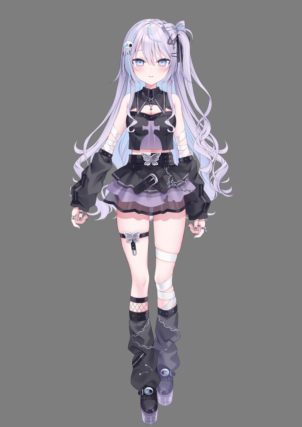 bandages, enilis, fishnets, garter, kyui_yona, see_through, shu_bii, torn_clothes, transparent_png, vlash