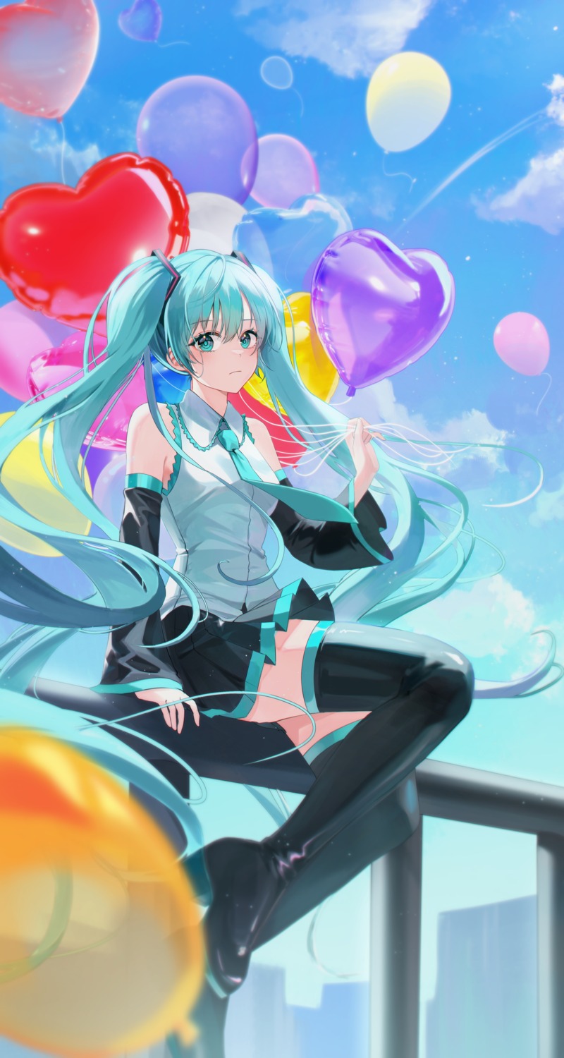 chiya, hatsune_miku, heels, skirt_lift, thighhighs, vocaloid