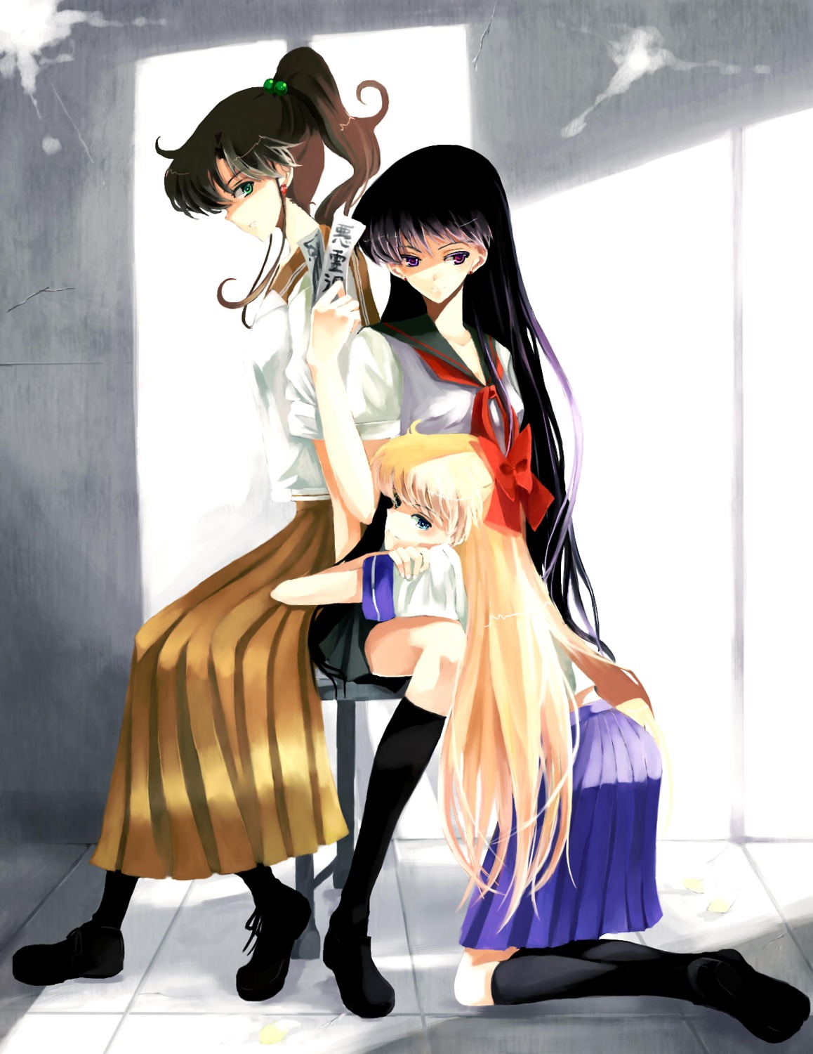 aino_minako, bishoujo_senshi_sailor_moon, hino_rei, kino_makoto, nonrain, seifuku