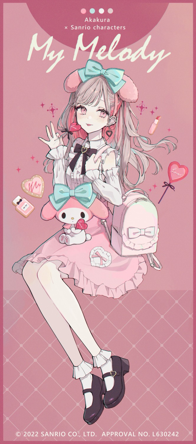 akakura, animal_ears, bunny_ears, crossover, my_melody, onegai_my_melody, sanrio